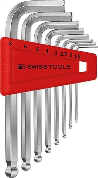 Bild von Winkelschraubendreher- Satz im Kunststoffhalter 8-teilig 1,5-8mm Kugelkopf PB Swiss Tools
