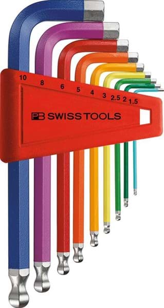Bild von Winkelschraubendreher- Satz im Kunststoffhalter 9-teilig 1,5-10mm RainbowKugelkopf PB Swiss Tools