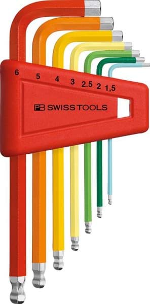 Bild von Winkelschraubendreher- Satz im Kunststoffhalter 7-teilig 1,5-8mm Rainbow Kugelkopf PB Swiss Tools