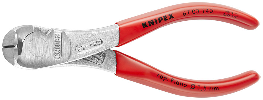 KNIPEX 67 03 140 Kraft-Vornschneider mit Kunststoff überzogen verchromt 145 mm