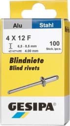 Bild von Blindniet Alu/Stahl Flachrundkopf Mini-Pack 4x12mm a 100Stück GESIPA